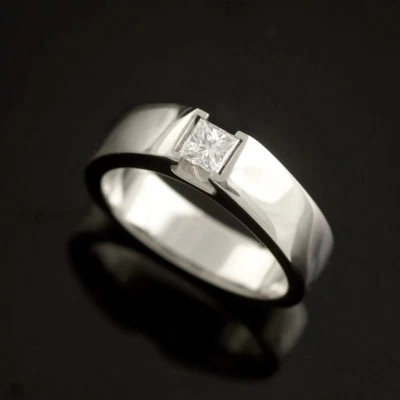 Georg Jensen 18k White Gold Diamond Solitaire Ring