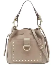 DKNY Women's WAYNE Suede Studded Crossbody Drawstring Bucket Bag Soft Clay $348