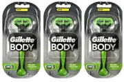 Gillette Body Razor Handle - Holds Body, Venus, & Mach3 Blades (3 Pack)