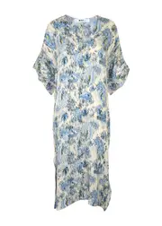 Day Birger ET Mikkelsen Maria Printed Hammered Satin Midi Dress - White And Blue - 38 (UK10 / S) 38 (UK10 / S)