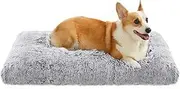 Feandrea Dog Bed, Dog Cushion, Fluffy Dog Mat, Long Plush, 95 x 60 cm, Soft Padding, Machine Washable, Multifunctional, Ombre Grey PGW202G01