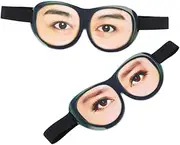 PACKOVE 2pcs 3d Funny Eyeshade Eye Mask with Adjustable Head Strap Novelty Travel Eye Cover for Travel Game Party Rest Sleeping Assorted Color