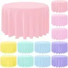 MASHAN 12Pcs Plastic Round Pastel Color TableclothsMix Color Table Cloth Disp...
