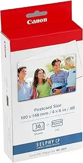 Canon KP36IP Ink/Paper Pack, Postcard Size 6 x4in (148x100mm) Compatible with Selphy CP1500/CP910/CP820/CP1000/CP1200/CP1300