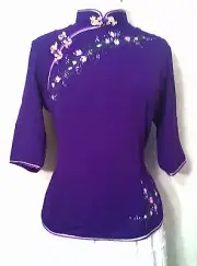 Traditional Chinese Ladies Women Blouse in Mandarin Collar Hand Painted