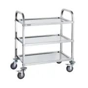 Stainless Steel 2-Layer Drawer Utility Cart with Lockable Universal Wheels fo...