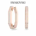 SWAROVSKI 施華洛世奇 DEXTERA 大圈耳環, 八角形切割密鑲水晶；, 白色, 鍍玫瑰金色調-L