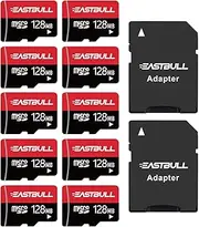 EASTBULL (Not 128GB) 128MB 10-Pack of Micro SD Cards, SD Memory Cards 128MB SD Cards Pack Full HD Video 90MB/s UHS-I U1 Class 10 for Surveillance Security Cam (10 Units and 2 Adapters)