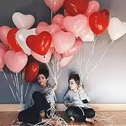 Heart Shape Latex Balloons for Valentines Day,Propose Marriage,Wedding Party(White+Red +Pink) 3 Style,12 Inch