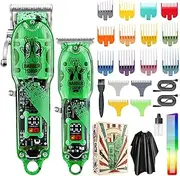 Electric Hair Clippers Cordless Hair Trimmer Men's Haircut Kit with 16 Guide Combs Hair Trimming Styling & Grooming Kit Haircut Cape Hair Comb for Salon Barbers Home Use