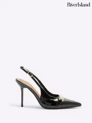River Island Black Sling Back Court Shoes (F69328) | $66