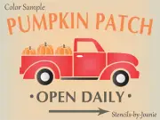 Joanie Stencil Pumpkin Patch Vintage Red Truck Open Daily Fall Market Prim Sign