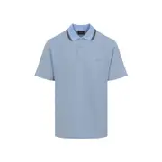 [Brioni] Brioni-Lead Sky Blue Cotton Polo-Uomo S STAND