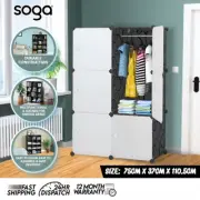 SOGA Portable Wardrobe Divide-Grid Modular Storage Organiser 3 Tier 6-Cube