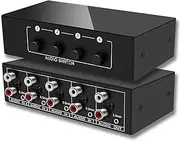 FlyroadUp 3.5mm Aux + RCA L/R Audio Switch 4 in 1 Out Stereo Audio Switcher Box