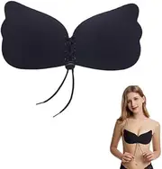 [Eclatify] Nipple Covers,Ladies Drawstring Gathering Wings Invisible Bra without Steel Ring,Seamless Bra Underwear for Backless Dresses