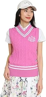 [Callaway] C25119200 Women's V-Neck Knit Vest (Cable Knitting) / Golf