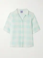[Thierry Colson] Thierry Colson - Zouk Checked Linen And Cotton-blend Shirt - Mint - small small Green