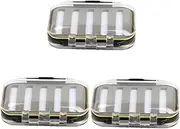 Kisangel 3pcs Box Mini Fishing Fly Box Double Sides Hard Plastic Face Insert Leakproof Compact Perfect Present for Fishermen
