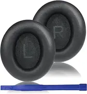 Adhiper Replacement Ear Pads for Anker Space Q45 Headphones, Ear Cushions for Soundcore by Anker Space Q45 Adaptive Noise Cancelling Headphones,with Buckle, Soft Protein Leather, Memory Foam(Black)