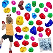 Rock Wall Holds - Indoor Rock Climbing Wall for Kids | Multi-Colored Climber Grips Includes Mounting Hardware for Training Indoor Home School Backyard