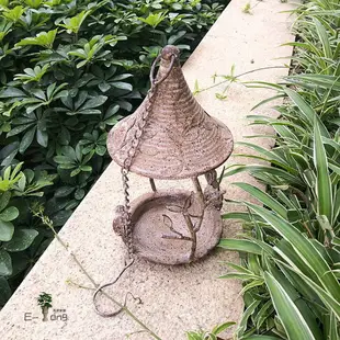 餵鳥器 花園陽臺喂鳥器 美式鄉村復古鐵藝鳥窩 別墅庭院懸掛式小鳥喂鳥器