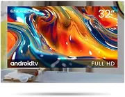 ENGLAON 32-inch Full HD Smart Waterproof LED TV, Android 11, IP65 Rated, Mirror Finish, for Bathroom and Kitchen
