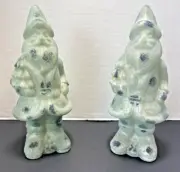 New Holiday Time Glass Coated Santas Clause Shelf Mantle Sitters