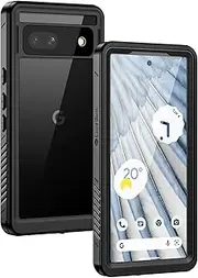 [Lanhiem] for Google Pixel 7a Case, IP68 Waterproof Dustproof Shockproof Case with Built-in Screen Protector, Full Body Rugged Protective Phone Cover for Pixel 7A 5G, Black/Clear
