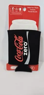 COCA COLA ZERO BLACK KOOZIE INSULATOR FITS CANS OR BOTTLES - BRAND NEW