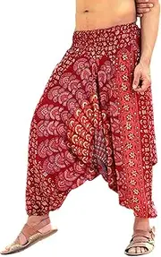 [Sarjana Handicrafts] Mens Womens Rayon Mandala Pockets Harem Pants Yoga Drop Crotch Trouser