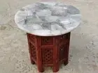Smoky Quartz Coffee Table , Agate Side Table , Round Table Furniture Home Decor