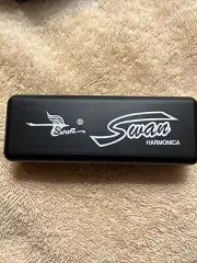 VINTAGE SWAN KEY OF C 10 HOLE DIATONIC HARMONICA w/ Case & Instructions
