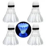 4Pcs Colorful LED Badminton Shuttlecocks Feather Dark Night Light Glowing NEW