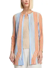 Misook Metallic Stripe Diamond Cutout Knit Jacket