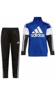 Adidas Kids Two Piece Tricot Jacket Pant Set Boys Size 4 T Blue Black White |B17