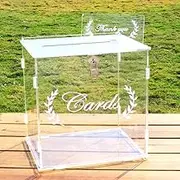 Acrylic Wedding Card Box with Lock, Clear Card Boxes for Wedding Reception,Wedding Money Box Gift Card Box for for Wedding, Baby Showers, Birthdays and Graduation Party Supplies