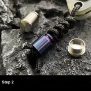 Hot Titanium Alloy Parachute Cord Knife Bead Necklace Keychain Pendant Lanyard