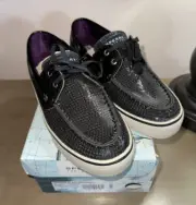 New SPERRY Top-Sider Bahama Black Sequins boat shoes W's size 8 M