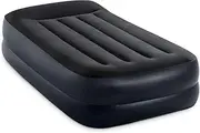 Intex 64122NZ Dura-Beam Plus Pillow Rest Air Mattress: Fiber-Tech – Single Size – Built-in Electric Pump – 16.5in Bed Height – 135kg Weight Capacity