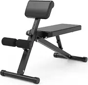 leikefitness Roman Chair Adjustable Weight Bench Foldable Workout Exercise Full Body Strength Training Preacher Curls Black