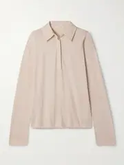 [The Row] The Row - Roddie Brushed Cotton-jersey Polo Shirt - Neutral - small small Neutrals
