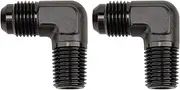 AC PERFORMANCE 90 Degree Elbow -8 AN Male to 1/4" NPT Male Fitting Adapter Connector Aluminum Black, Pack of 2