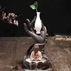 Ceramic Backflow Incense Burner Buddha Hand Incense Holder Decor Buddha Censer