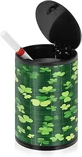 Ashtrays For Cigarettes For Car St. Patrick's Day Lucky Green Clover Plaid Cigarette Butt Container Outdoor Ash Trays For Cigarettes Outdoor Car Cup Holder Patio Kitchen Home