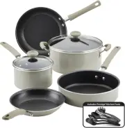 Farberware Durastrong Nonstick Cookware/Pots and Pans Set, 12 Piece - Gray