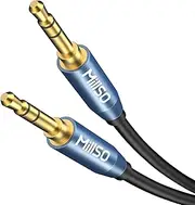 MillSO 3.5mm Auxiliary Audio Jack to Jack Cable for PC, Notebook, Smartphones, Tablets, MP3 Player and Speakers,24K Gold Plated Male to Male-5M/16.4ft