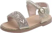 [CsgrFagr] Dress Sandals for Little Girls Princess Sequin Flat Leather Shoes Mary Jane Shoes Dress Up Shoes with Ankle Strap