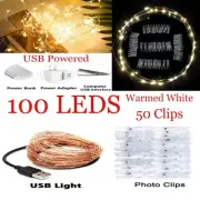 10 m 100 LEDs USB Powered Lamp String Twinkle Lights with Photo Clips Hanging