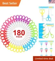 5 Inch Blunt-Tip Scissors for Kids, 180Pack Kids Scissors Bulk, Scissors Comf...